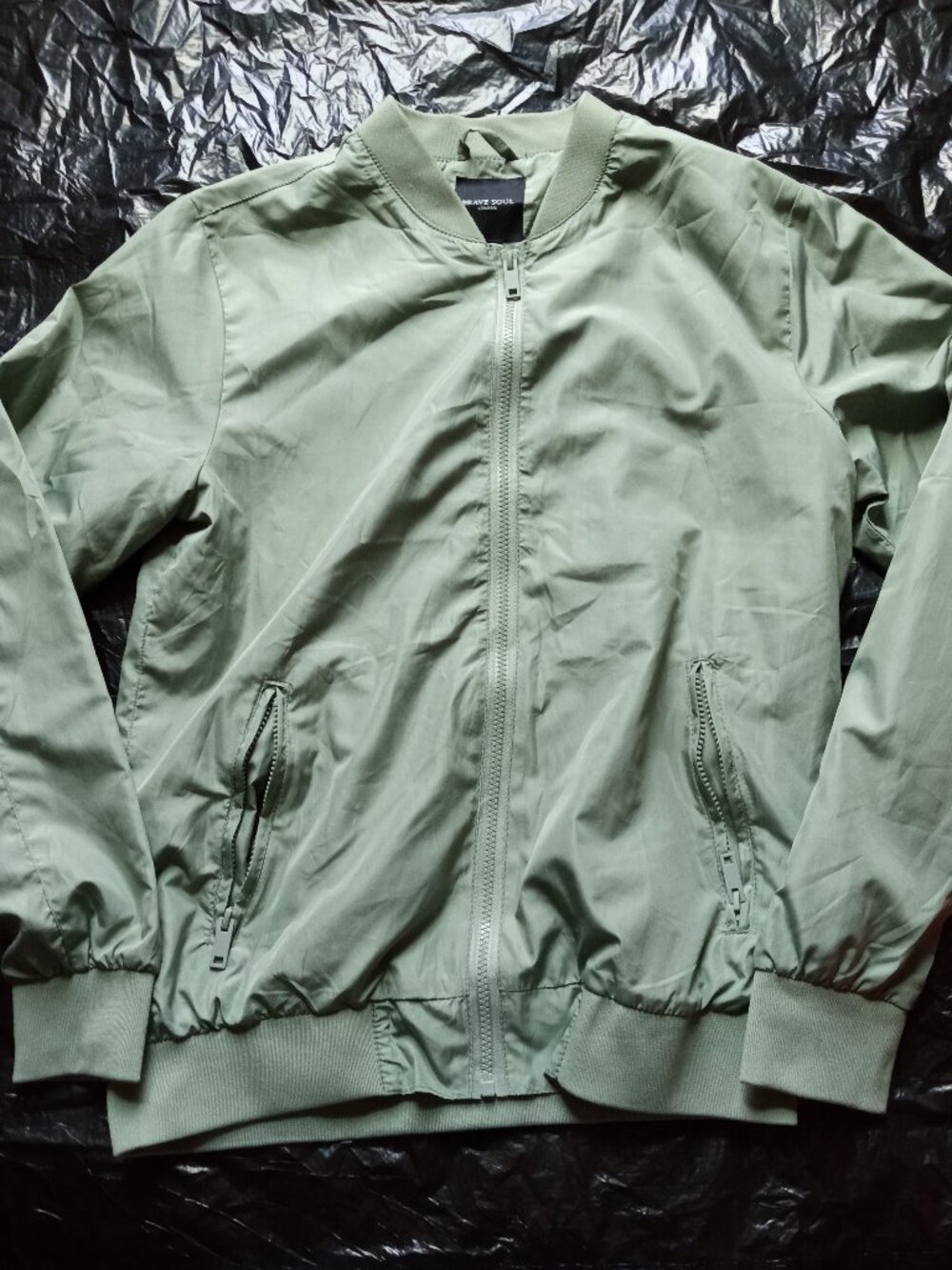 Brave Soul London Light Bomber Jacket Olive Mens Small